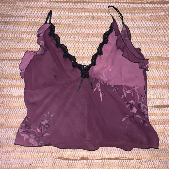 Sheer European Purple Blossom Chiffon Blouse - Picture 7 of 7